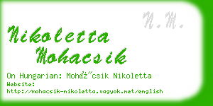 nikoletta mohacsik business card